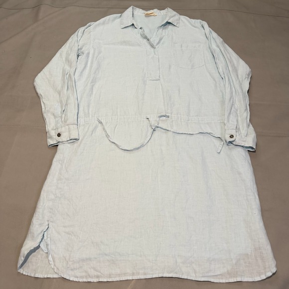 Reistor Dresses & Skirts - Reistor 100% Hemp Light Blue Lagenlook Cottage Prairie Shirt Dress XL/2XL-6890